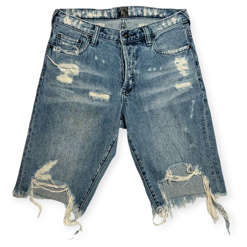 PRPS Distressed Challenger Denim Short 29 Indigo Destroyed Button Fly Streetwear